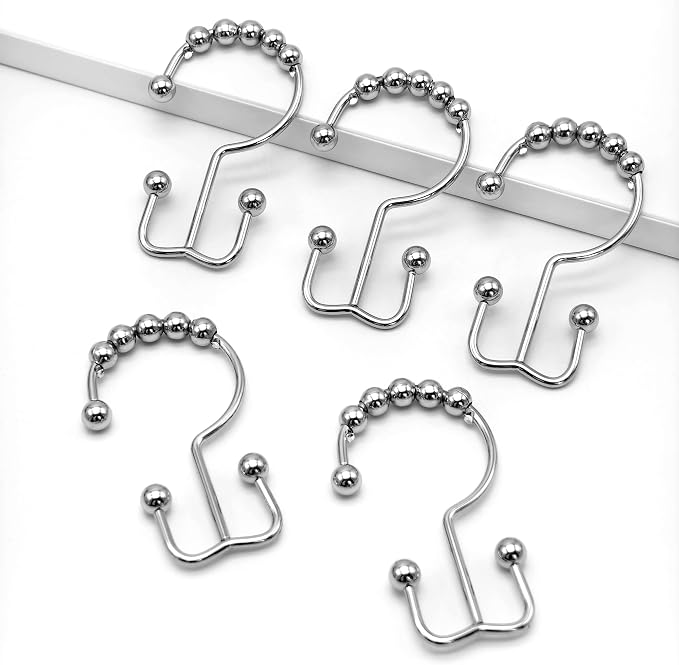 Shower Curtain Hooks, Free Sliding Double Shower Hooks - Image 6