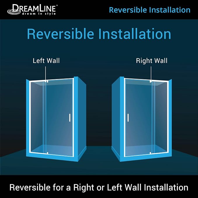 DreamLine Flex 50-54 inch W x 72 inch H Semi-Frameless Pivot Shower Door in - Image 9