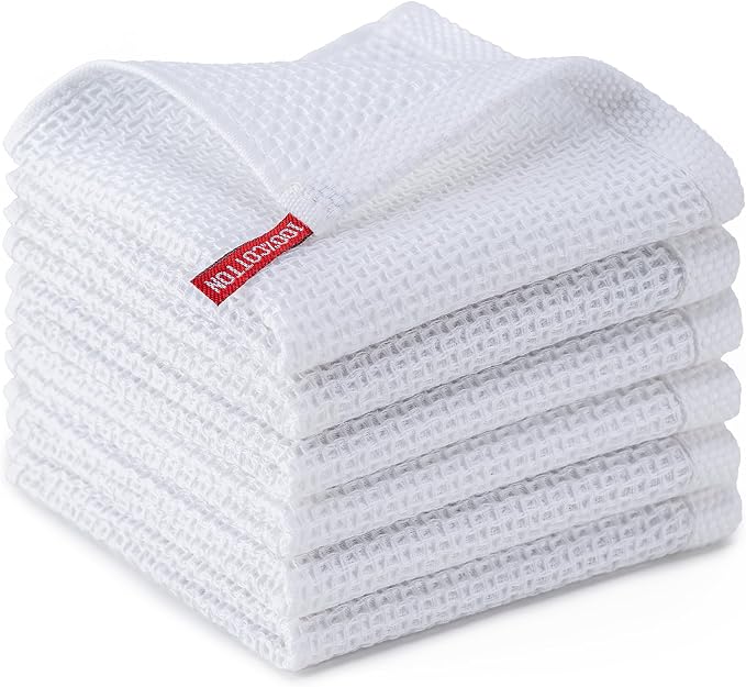 BOOMIBOO 6-Pack Kitchen Dish Cloths, 100% Cotton Waffle Weave, Ultra Soft by BOOMIBOO