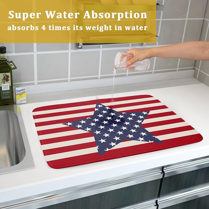 Blue Star Patriotic July of 4th Dish Drying Mat - Image 7