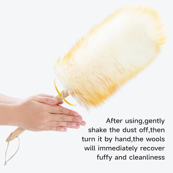 ONESIMUS 2 Pack Lambswool Dusters Fluffy Handheld Natural Feather Duster - Image 6