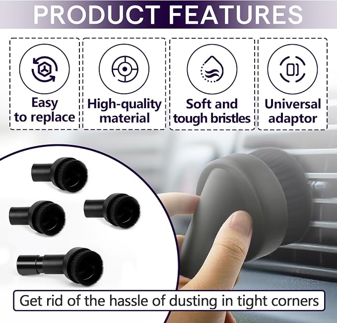 5PCS Fiber Brush Vacuum Attachment Set - Image 4