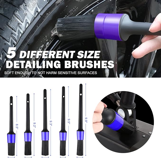 DNA Motoring Car Detailing Brush Cleaning Tools Set - Image 4