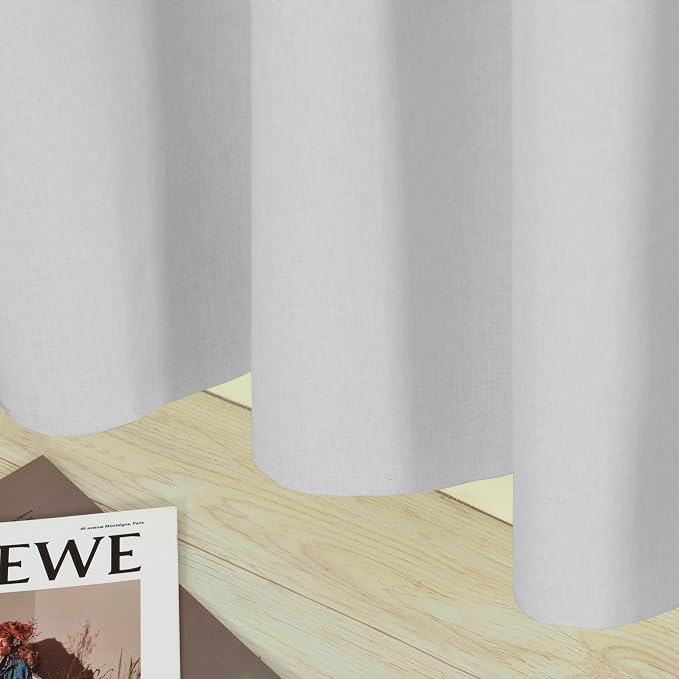 YoungsTex Light Grey Linen 100% Blackout Curtains 72 Inches Long - Image 9