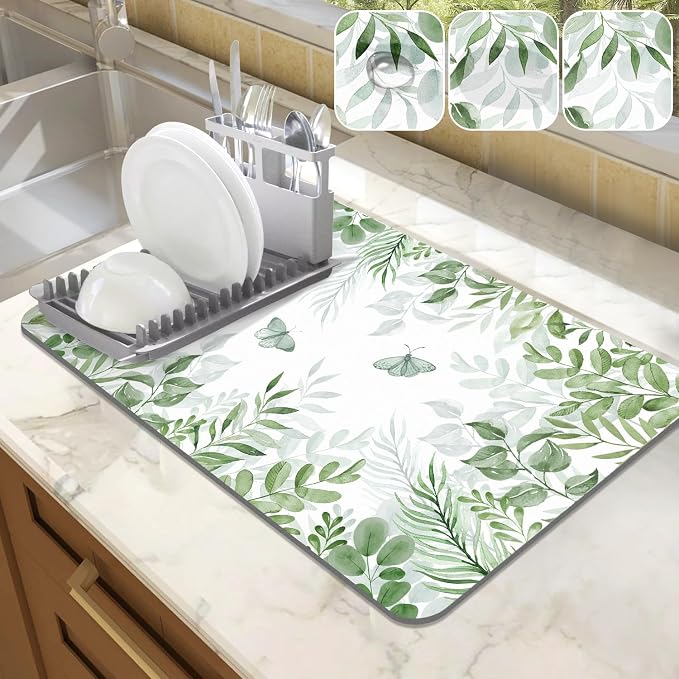 LOKHOM Dish Drying Mat for Kitchen Counter, Dish Drainer Rack Mats for Kitchen by LOKHOM
