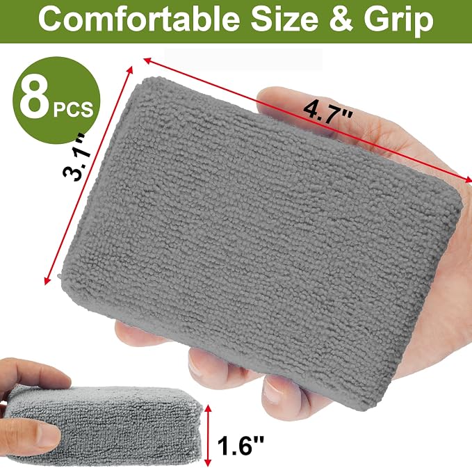 8 PCS Microfiber Applicator Pad, 4.7"x3.1" Scratch-Free Foam Buffing Scrub Pads - Image 2