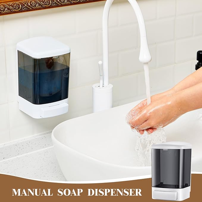 Hushee 4 Pcs Plastic Wall Mounted Soap Dispenser Commercial Manual Soap - Image 6