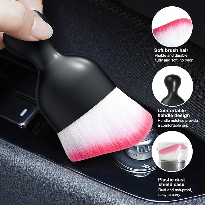 Ziciner Car Detailing Brush, Curved Soft Bristles Auto Removal Dust Collectors - Image 3