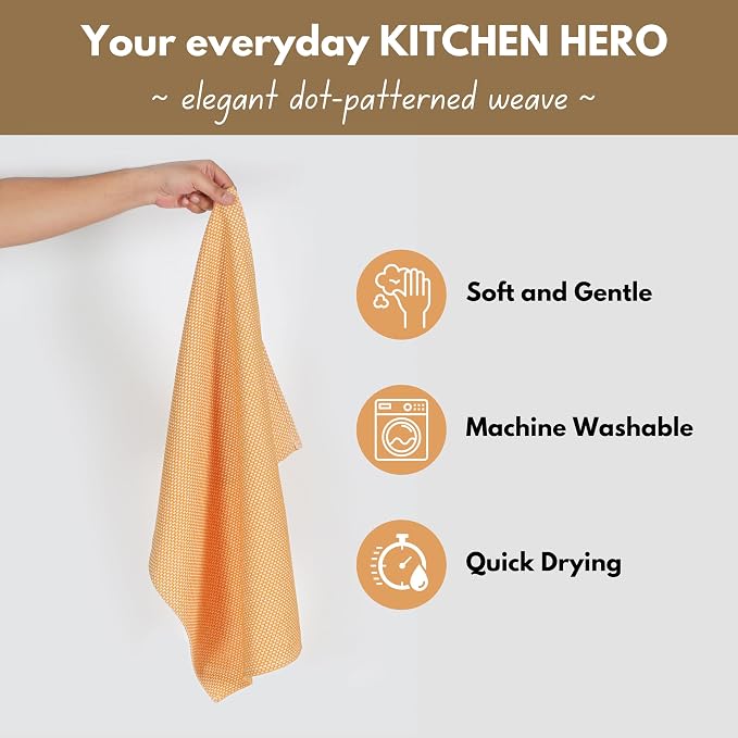 Native Fab 4 Pack Dotted Pattern Kitchen Dish Towels Cotton Super Absorbent - Image 4