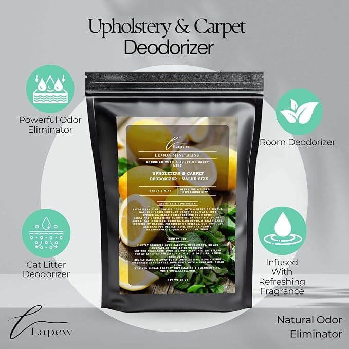 Lemon Mint Bliss Carpet Freshener Powder Refill 36 oz | Powerful Odor Eliminator - Image 3