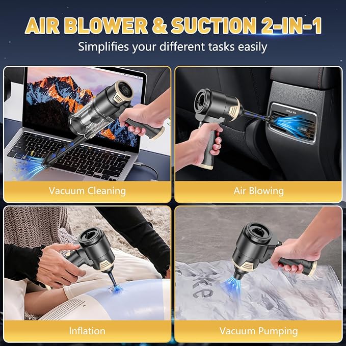 KMM Handheld Car Vacuum Cleaner, 16000PA Air Duster & Vacuum Cleaner, 120W High - Image 3