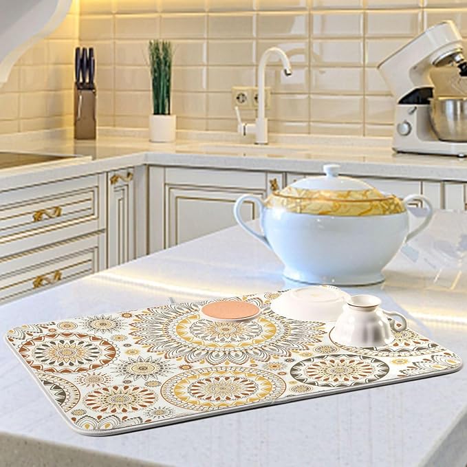 Mandala Ethnic Bohemian Ornament Dish Drying Mat - Image 2