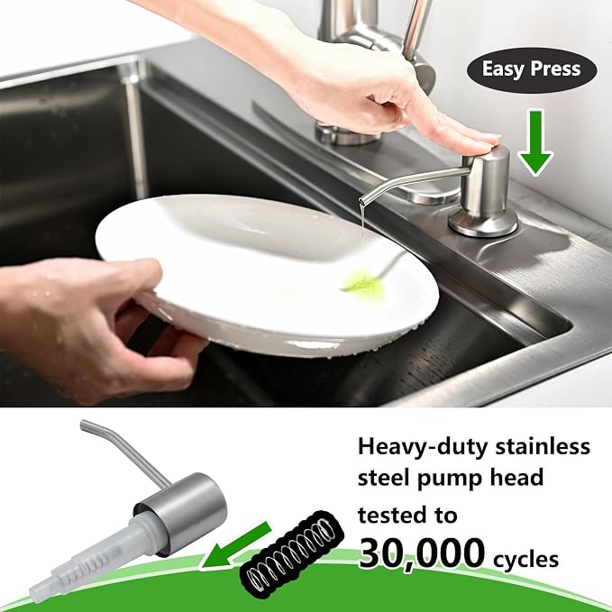 Built in Soap Dispenser for Kitchen Sink, Stainless Steel Brushed Nickel - Image 4