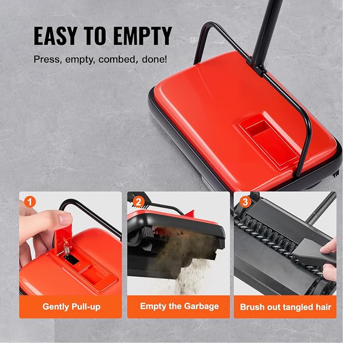 Happybuy Red Manual Carpet Sweeper - 300ml Dustbin - Image 4