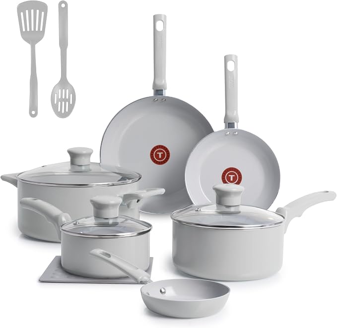 T-Fal Refresh Ceramic Nonstick Cookware Set, 12-Piece Ceramic Pots and Pans Set by T-falbrand