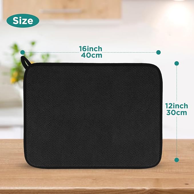 Microfiber Dish Drying Mat, Super Absorbent Kitchen Dish Drying Pad, Reversible - Image 2
