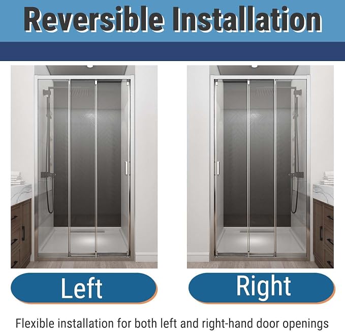 42" W x 78" H 3-Panels Sliding Shower Door, Shower Door Clear 6mm Tempered Glass - Image 6