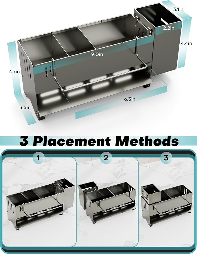 Sponge Holder for Kitchen Sink, Space-Saving Sink Caddy - Image 8