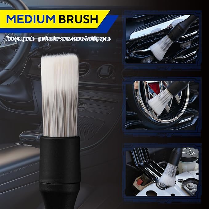 3PCS Car Detailing Brush Set, Ultra Soft Bristle Auto Interior Cleaning Brushes - Image 3
