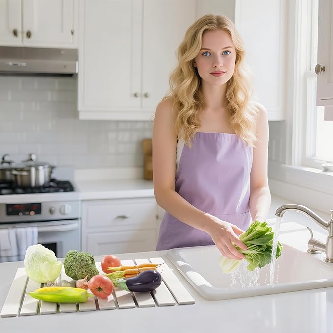 Large Stone Dish Drying Mats for Kitchen Counter, 23.6''x15.3'' Foldable Quick - Image 2