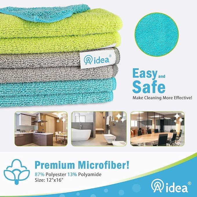 AIDEA Microfiber Cleaning Cloth-8PK, Soft Microfiber Towels - Image 2