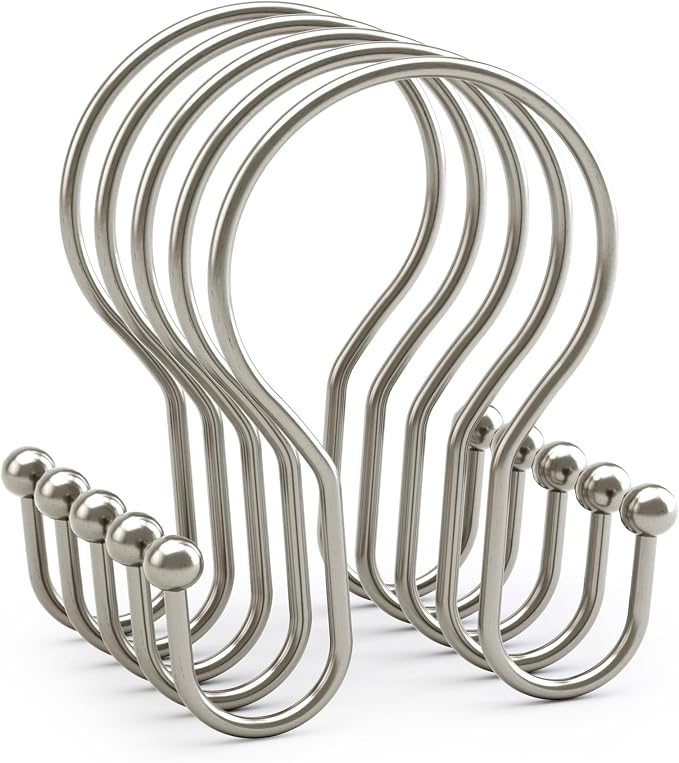 AmazerBath Shower Curtain Hooks Brushed Nickel Shower Curtain Rings, Simple - Image 9