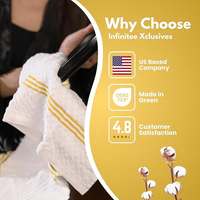 Infinitee Xclusives Premium Dish Cloth 100% Cotton 12 x 12 Inches |Pack of - Image 7