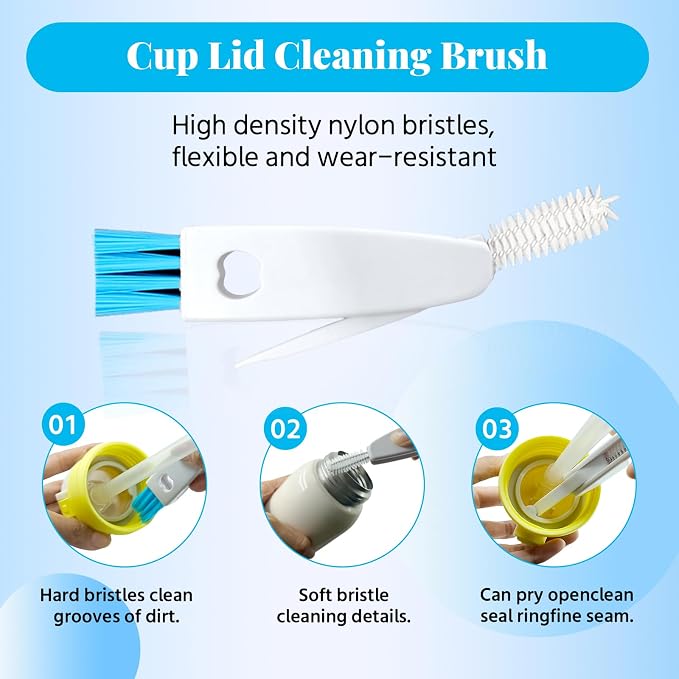 4-in-1 Bottle Brush, 15 in Water Bottle Brush & Straw Cleaner Brush, Lid Brushe - Image 6