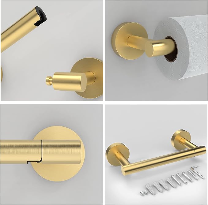 Gold Toilet Paper Holder SUS304 Stainless Steel Double Post Pivoting Toilet - Image 4