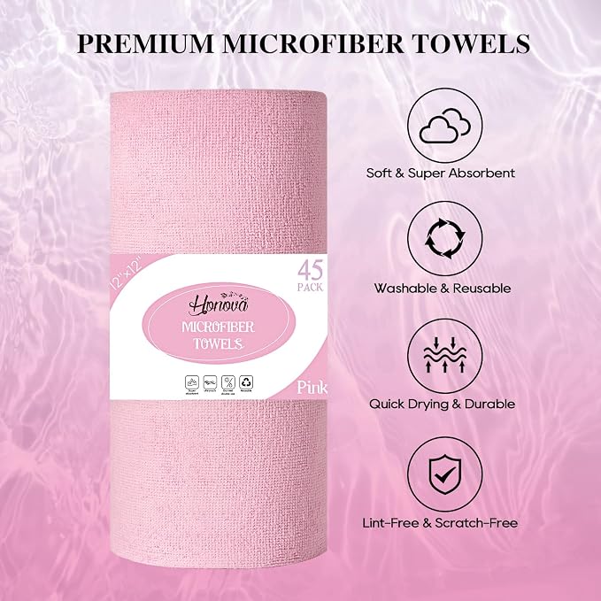 HONOVA Microfiber Cleaning Cloth Roll 45 Pack, Tear Away Microfiber Towels - Image 4