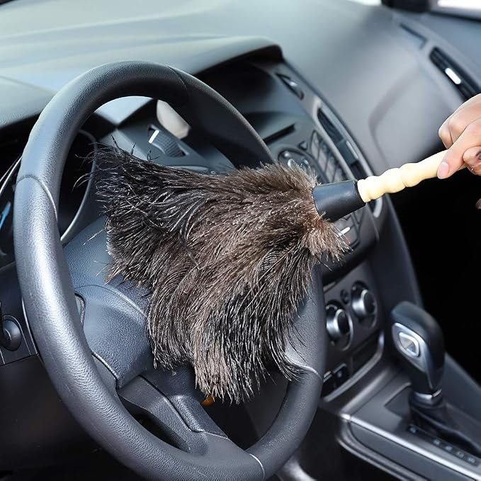 Natural Black Ostrich Feather Duster, 2 Packs, Car Duster Interior/Exterior - Image 6