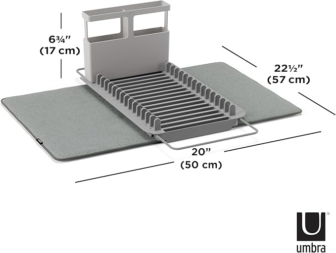 Umbra Udry Dish Rack and Microfiber Drying Mat – Space-Saving Design Folds Up - Image 3