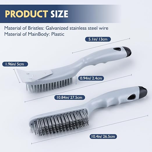 Stainless Steel Wire Brush Set 2Pcs, Heavy Duty Wire Brushes - Image 2