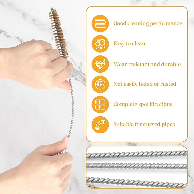 Tube Brush Kit 7pcs Brass Wire Tube Brushes Stainless Steel Bottle Brush Long - Image 3