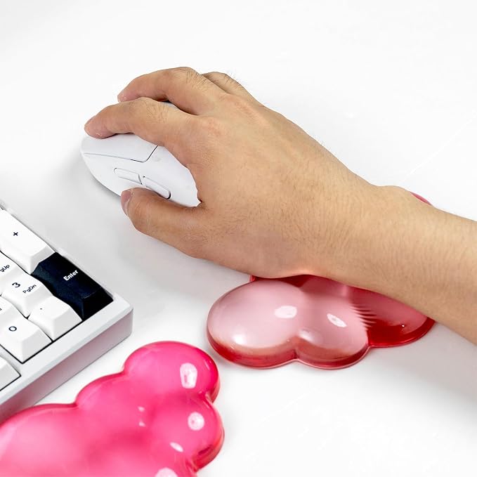 Ergonomic Cloud Silicone Gel Keyboard and Mouse Wrist Rest Set – Clear Wrist - Image 6