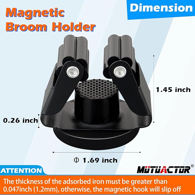 MUTUACTOR Magnetic Broom Holder Heavy Duty, 12lbs Magnetic Mount Broom and Mop - Image 5