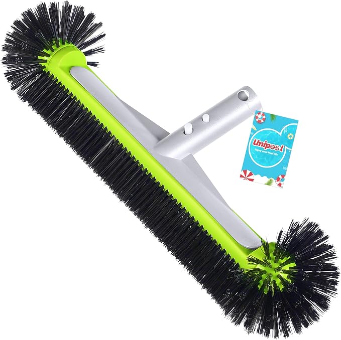 Swimming Pool Brush Head with Round Ends, 17.5" Heavy Duty Aluminum Back Head by Unipool
