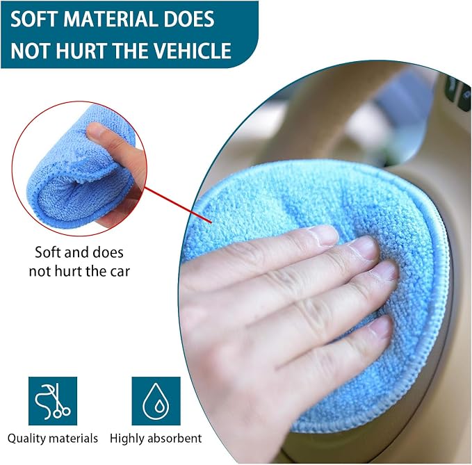 Ziciner 6 Pack Car Microfiber Applicator Pads, Car Wax Foam Buffing and - Image 4