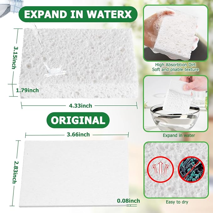 White Plant Based Sponges for Kithcen, Non Abrasive, No odor, Durable Washable - Image 2