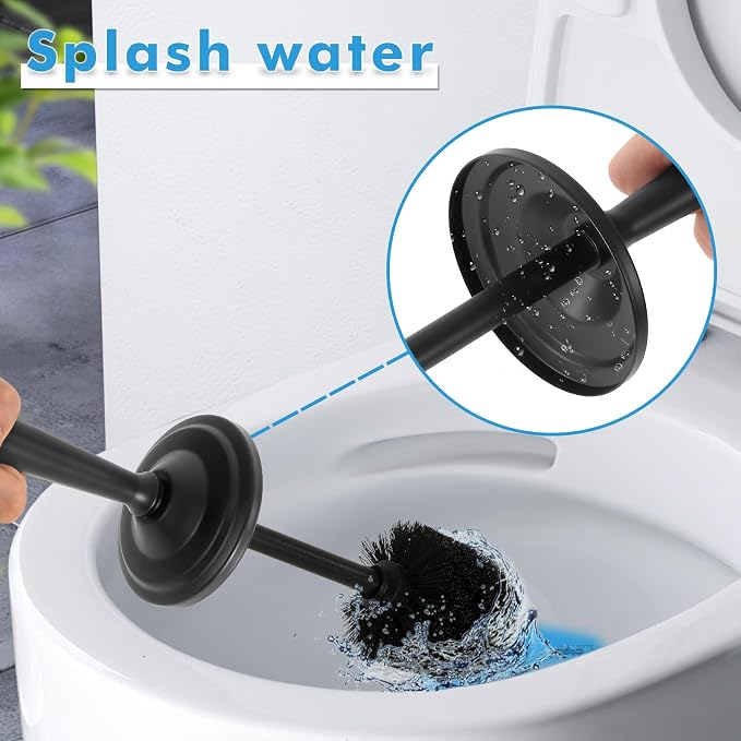 Black Toilet Brush and Holder Set, Stainless Steel Toilet Brush - Image 6