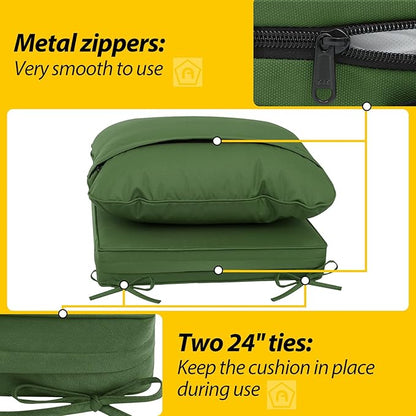 AAAAAcessories Outdoor Deep Seat Cushions, Waterproof, Fade-Resistant Patio Furniture Replacement Cushions, 24" x 24" x 5", Dark Moss Green