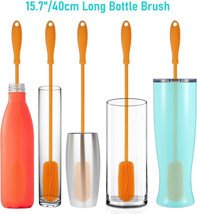 15.7" Silicone Bottle Brush, ddLUCK Water Bottle Cleaner Brush - Image 8