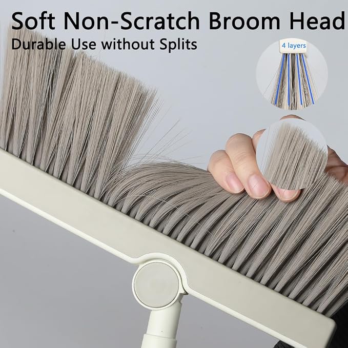 Triangular Indoor Broom and Dustpan Comb Set, 180° Rotating, Soft Bristle Long - Image 5