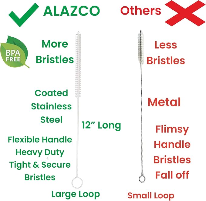 20 Premium Straw Cleaner Brush XL 12" Long & 3/8” Wide Straws Pipe Cleaning - Image 2