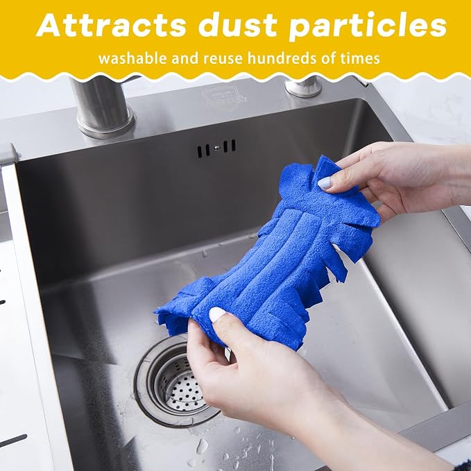 Zubebe 6 Pcs Duster Refill Reusable Fleece Duster Refills Feather Flat Dusters - Image 4