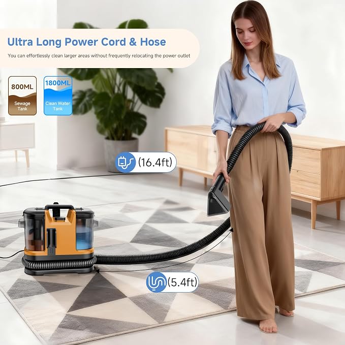 Portable Carpet & Upholstery Cleaner Machine, Handheld Spot Cleaner - Image 6