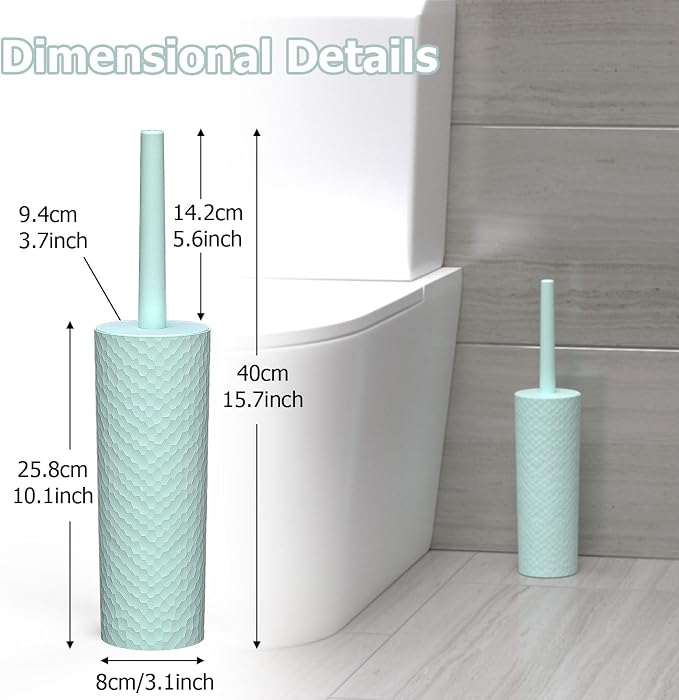 Topsky 2 Pack Compact Toilet Brush & Holder Set, Plastic Round Barrel Loo Brush - Image 3