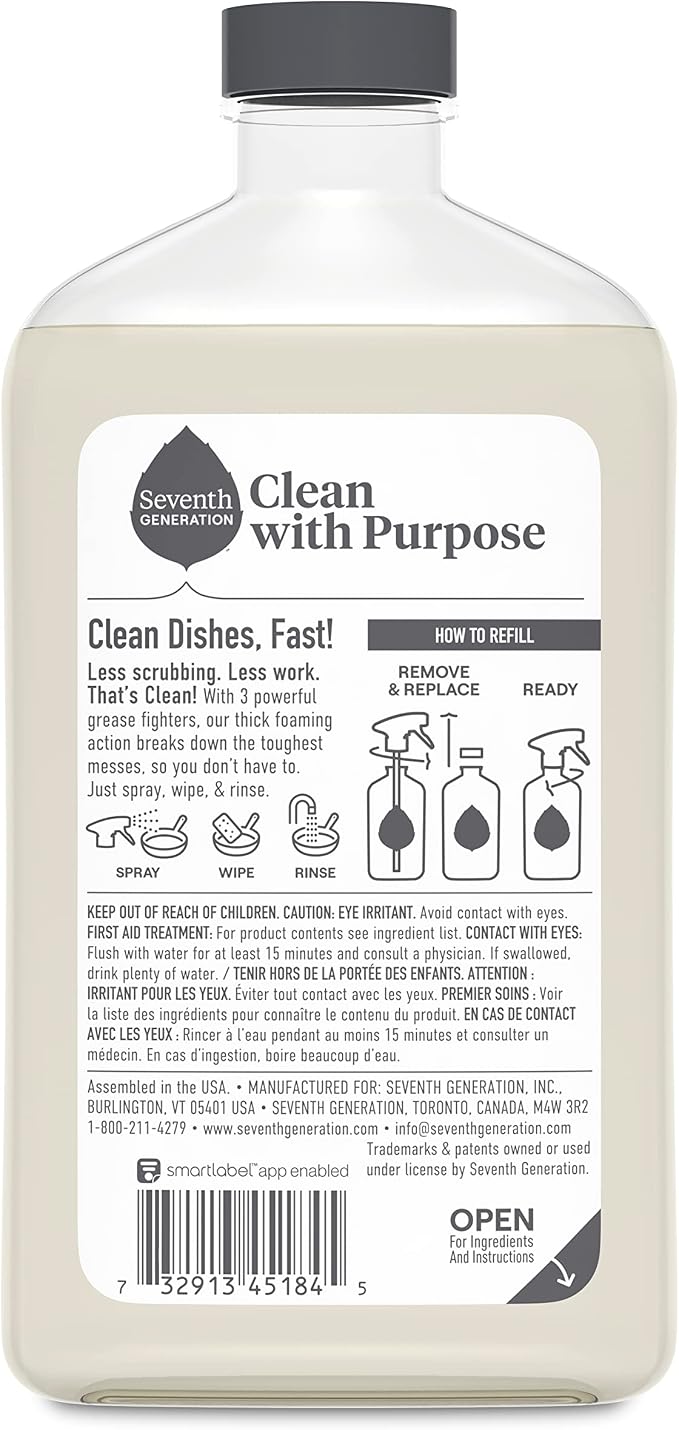 Seventh Generation Foaming Dish Spray, Honey Crisp Apple 16 Fl Oz, Refill Pack - Image 2