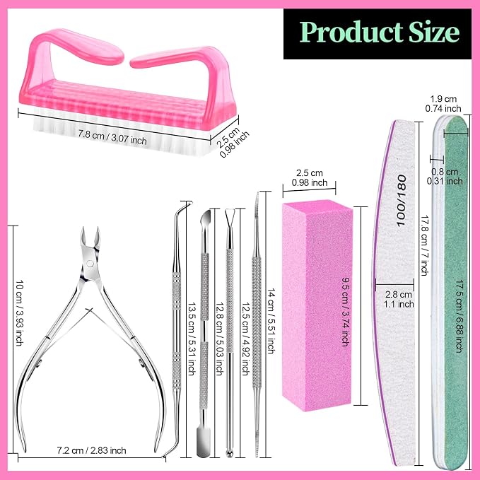FANDAMEI Nail Care Kit, Nail Files 100/180, Nail Buffer Block, Cuticle Nippers - Image 7