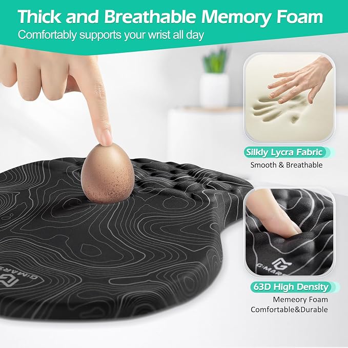 Gimars Upgrade Ergonomic Ultra-Soft Foam Keyboard Mouse Pad Wrist Rest Set - Image 5